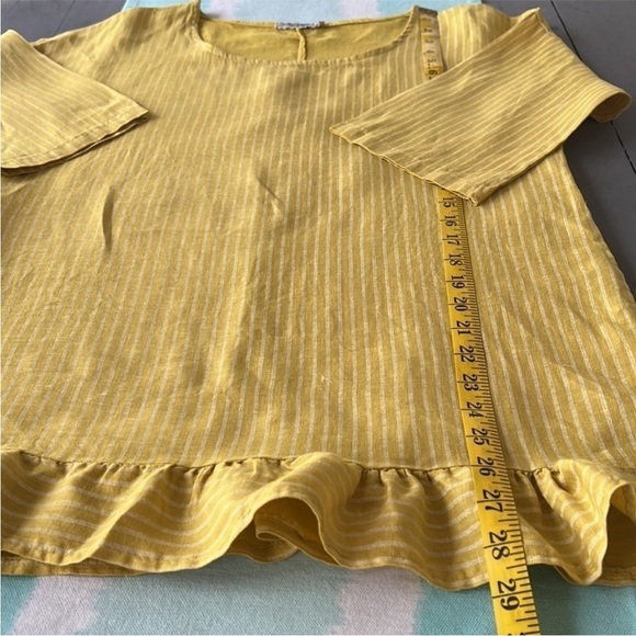 Lungo L'arno Yellow White Stripe Linen
Tunic Top - Picture 10 of 11